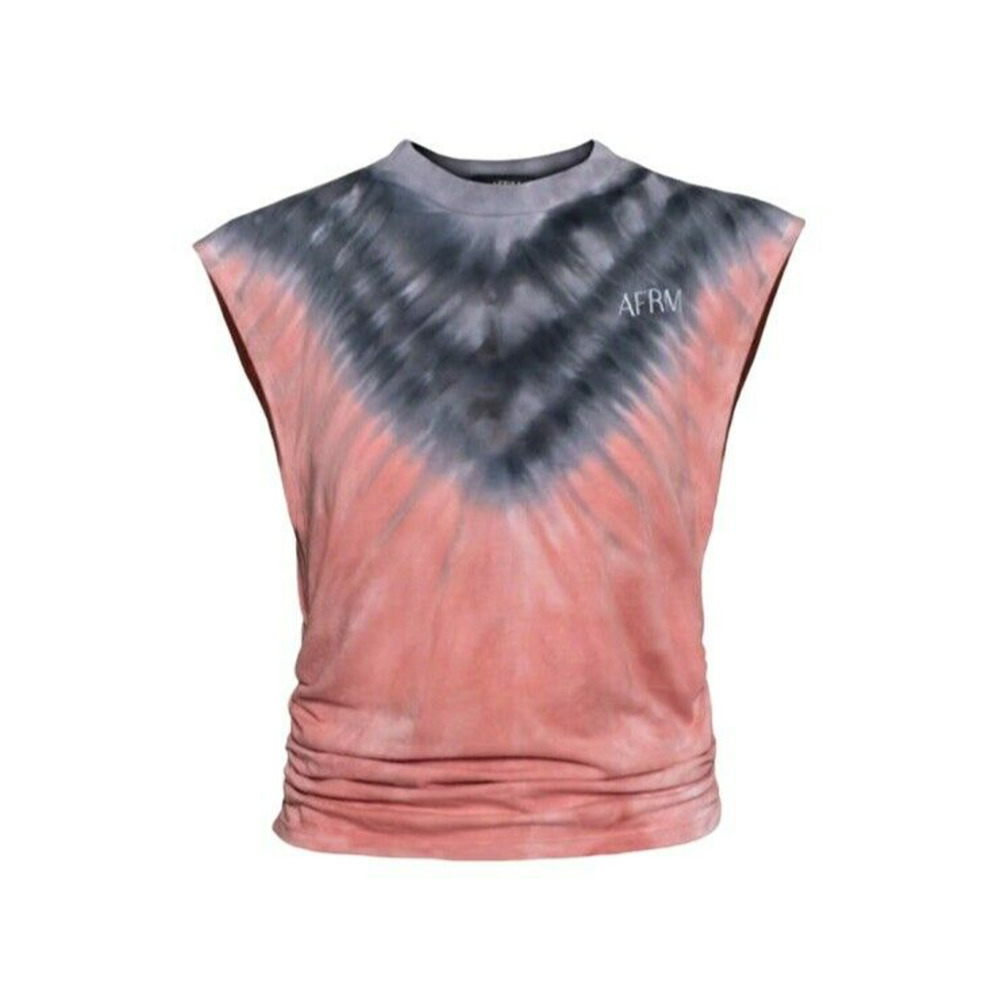 AFRM V-Placement Tan Tie Dye Billie Side Ruched Crop Tank Size Medium
